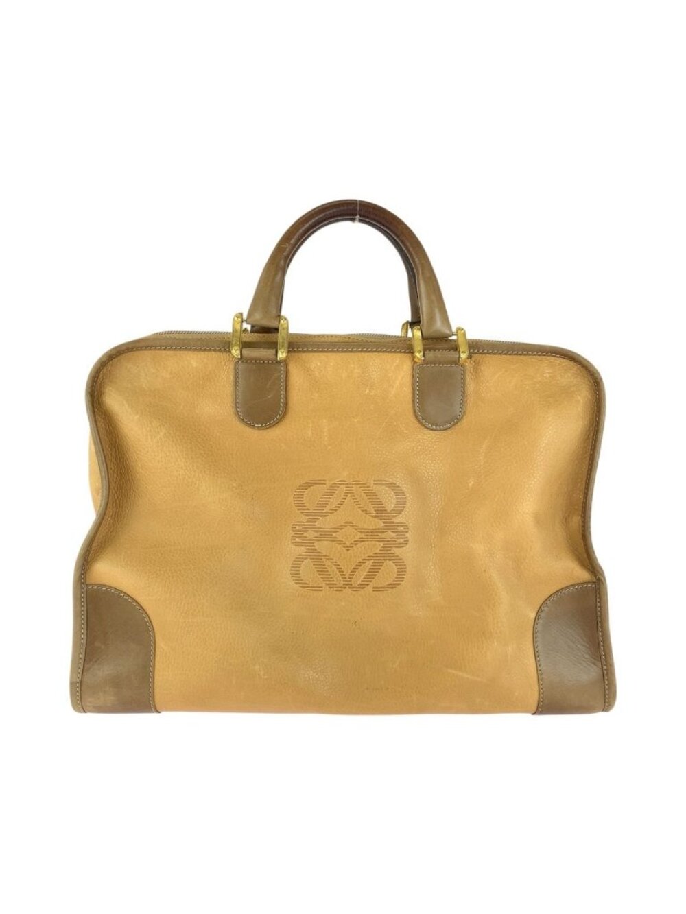 Loewe Vintage Amazona 40 Beige Gold Leather Boston Bag